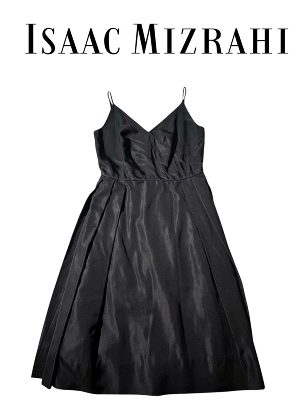 ISAAC MIZRAHI Silk Black Party Dress Semi-Formal Tulle Lined Pleats Women’s 4